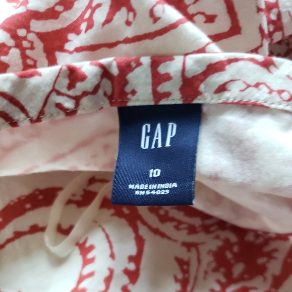 GAP Floral Print Midi Skirt Women's Size 10 Red and Cream Flowy 100% Cotton - Picture 11 of 11